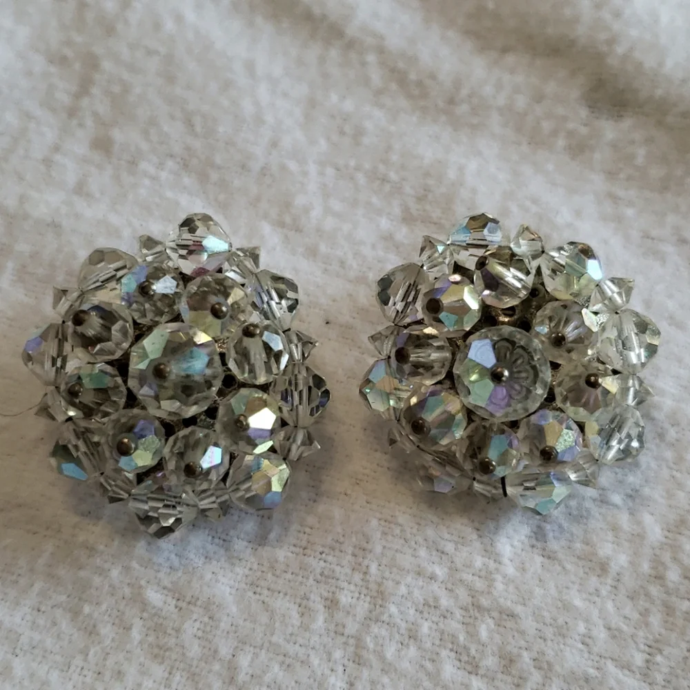 Vintage Beaded Clip On Earrings